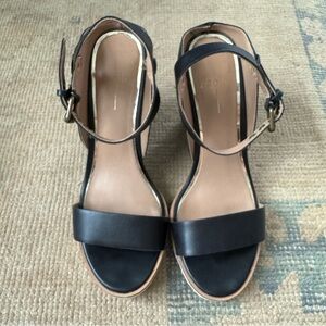 Paolo Ella Leather Wedge Black and White